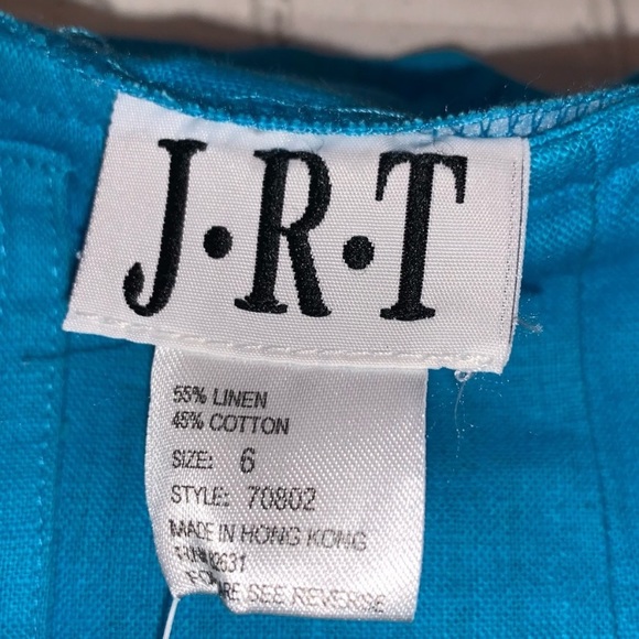 NWT J.R.T. Blue Linen Blend Pleated Pants Vintage - Picture 3 of 3